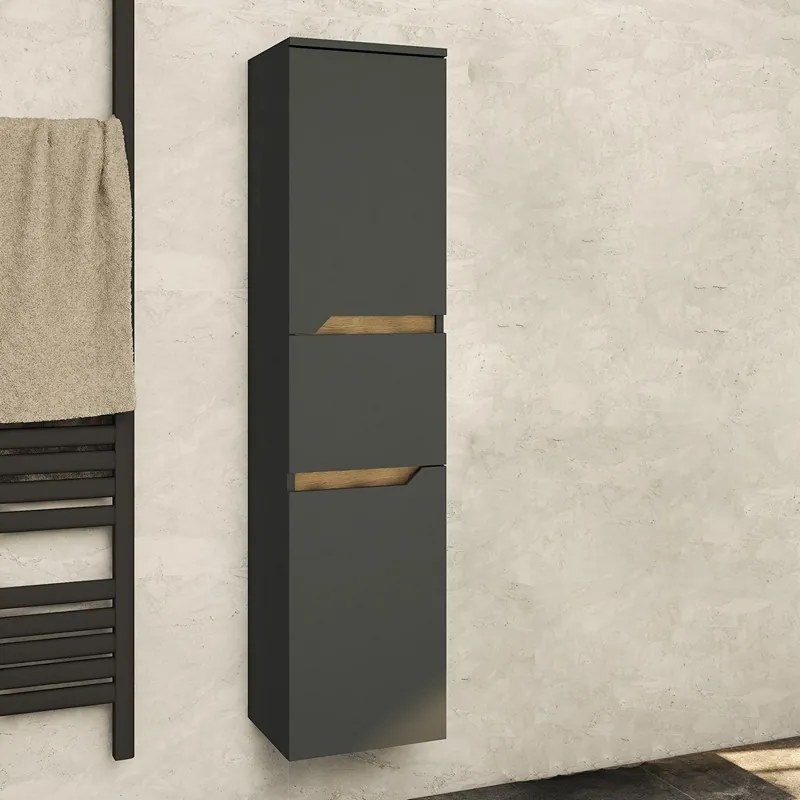 Kamalu - Composizione bagno sospesa 85 cm colore nero grafite matt | LAC-ARES-85