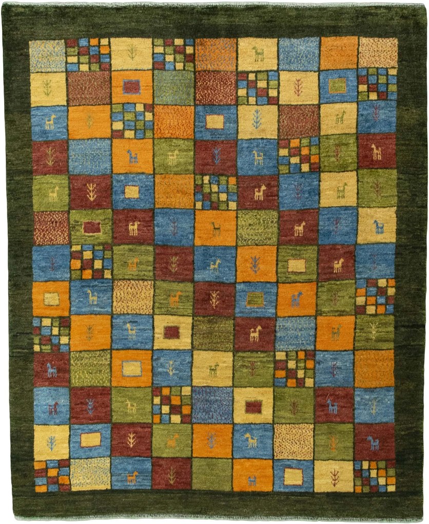 Gabbeh Tappeto persiano 200 x 170 Verde (Iran) Annodato A Mano