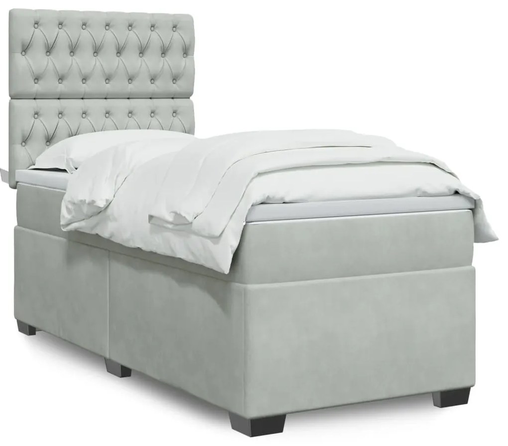Giroletto A Molle Con Materasso Grigio Chiaro 100x200cm Velluto /
