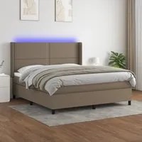 Letto a Molle con Materasso e LED Tortora 180x200 cm in Tessutocod mxl 99308