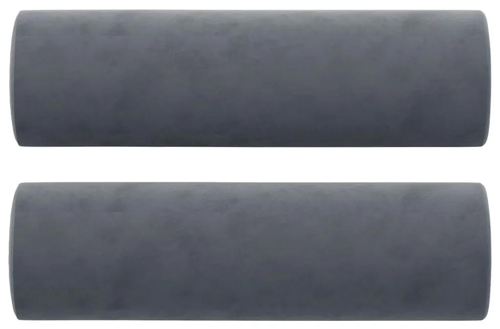 Divano a 2 posti con cuscini grigio scuro 140 cm in velluto