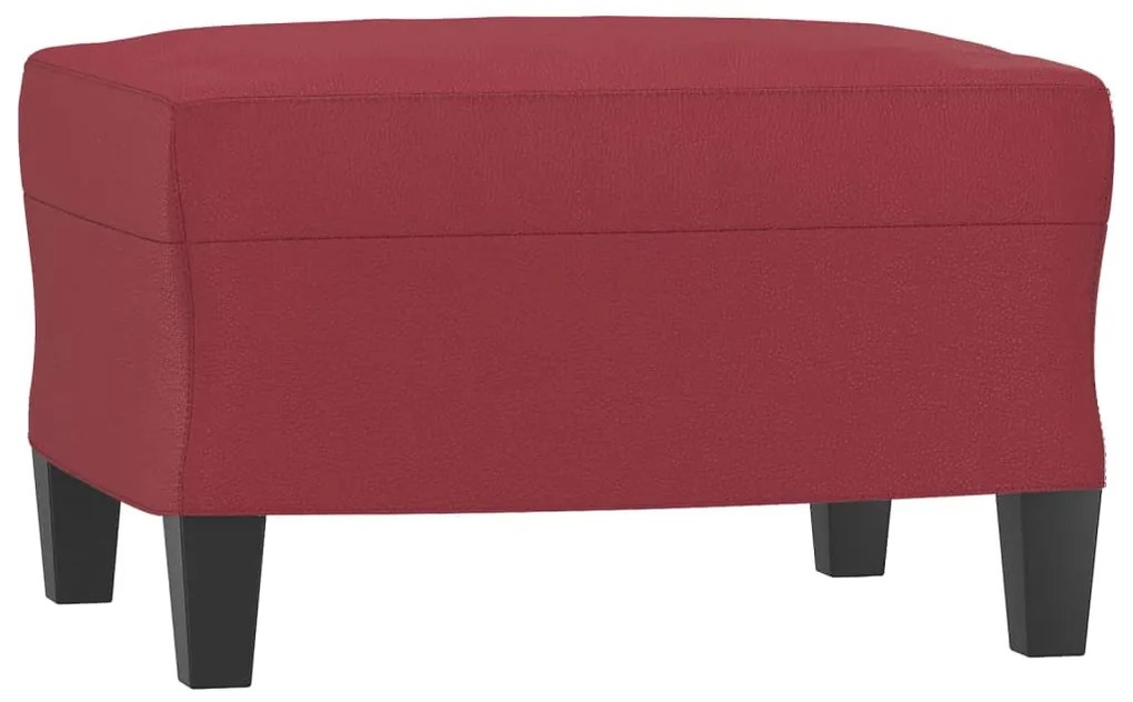 Set di divani 3 pz con cuscini rosso vino in similpelle