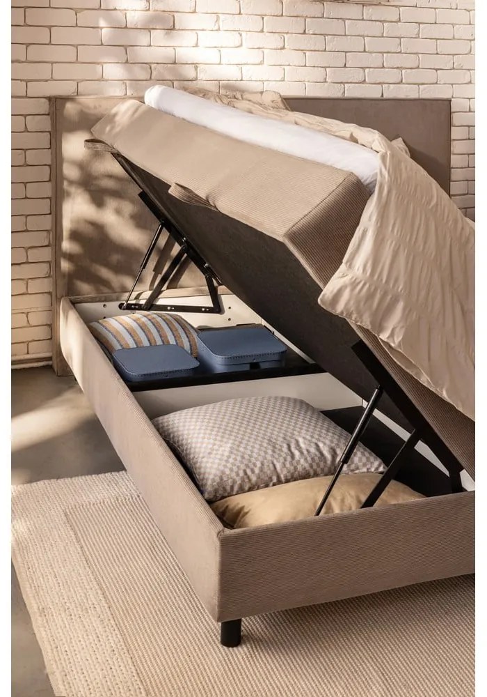 Letto boxspring beige con contenitore 180x200 cm Elva Bold Line – Bonami Selection
