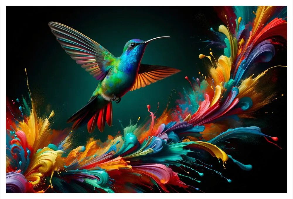 Quadro su tela – Colibrì colorato in volo