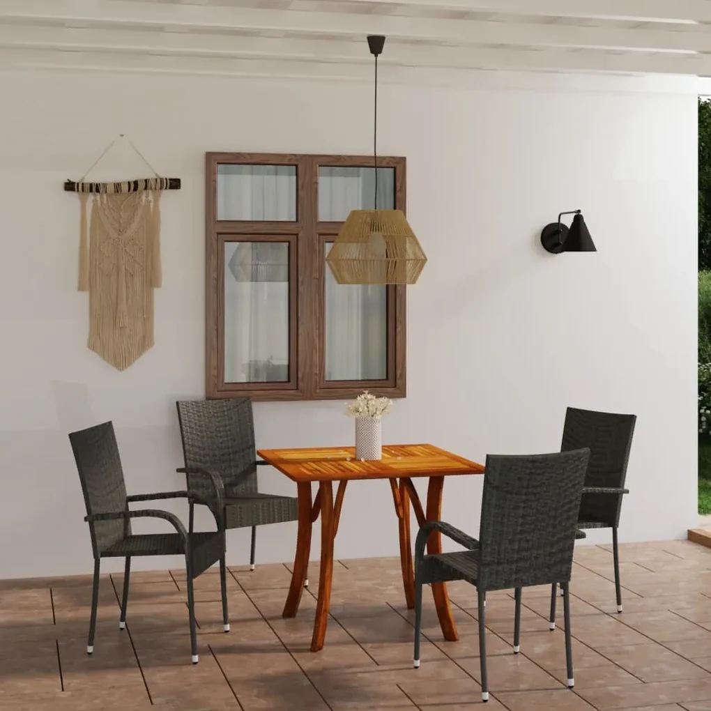 Set mobili da pranzo per giardino 5 pz grigio