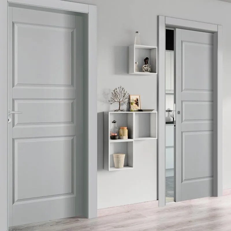 Porta battente New York grigio L 90 x H 210 cm destra