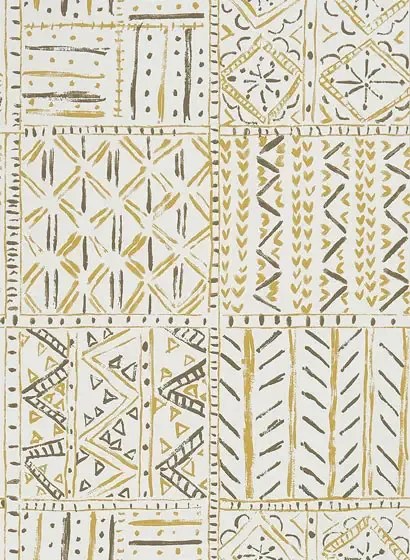 Nina Campbell Carta da parati Cloisters - Ochre/ Tobacco
