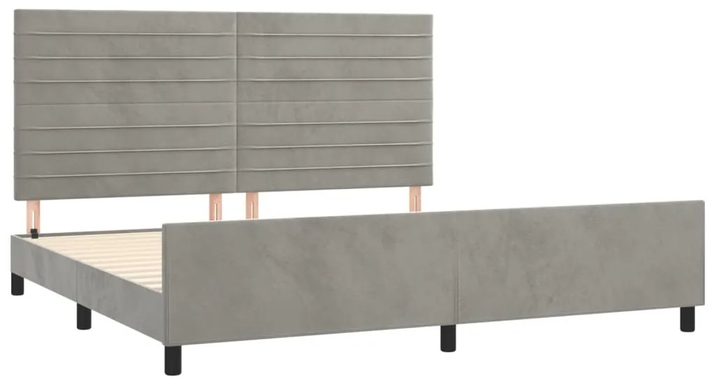 Giroletto con testiera grigio chiaro 200x200 cm in velluto