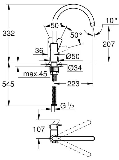 GROHE 31233001 - Miscelatore per lavello START, cromo lucido