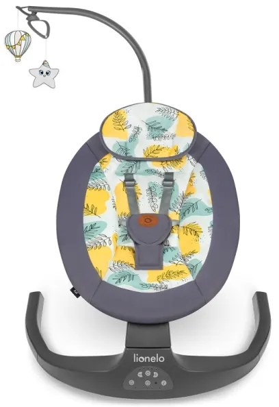 Lionelo - Dondolo musicale per bambini RALF 4xAA Grigio Cemento + telecomando