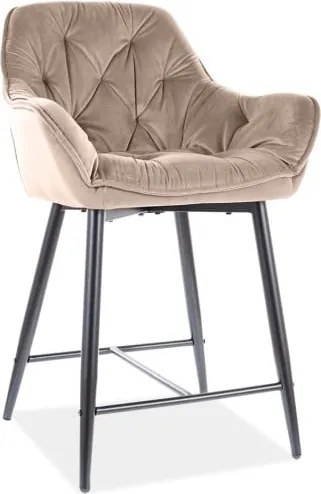 Sgabello da bar Cherry H-2 in velluto beige - Blu28