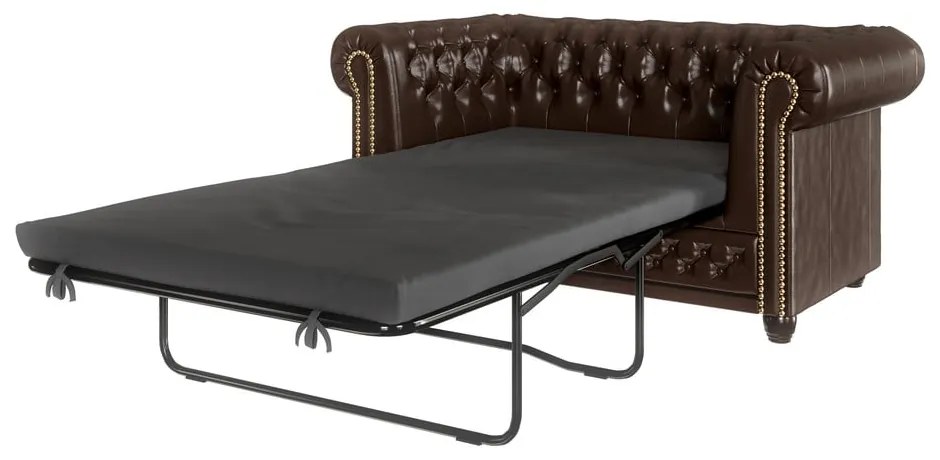 Divano letto marrone scuro in similpelle 148 cm York - Ropez