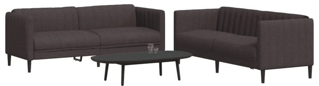 Set Di Divani 2 Pz Marrone Scuro İn Tessuto /