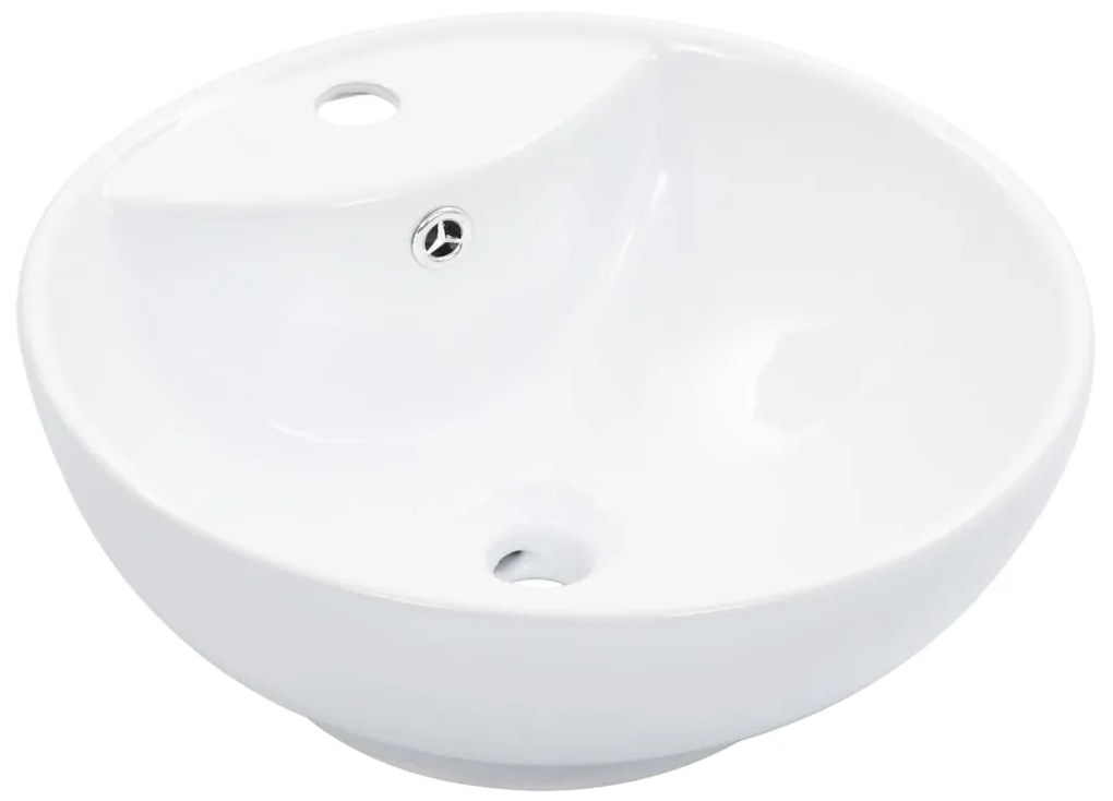 Lavandino Con Troppopieno 46,5x18 Cm İn Ceramica Bianco /