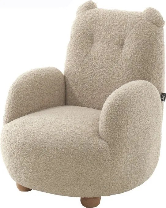 Poltrona per bambini beige con rivestimento in bouclé Rocky – Vipack