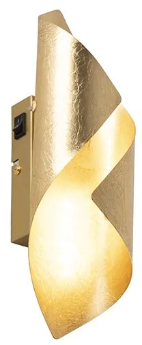 Applique da parete retrò foglia oro con interruttore - Belle