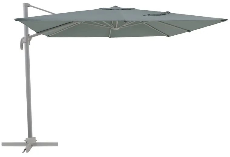 Ombrellone a palo laterale grigio AURA NATERIAL con telo quadrato verde L 286 x P 286 x H 264 cm