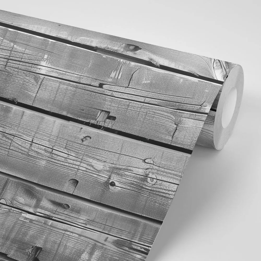 Carta da parati – Imitazione legno moderno in bianco e nero