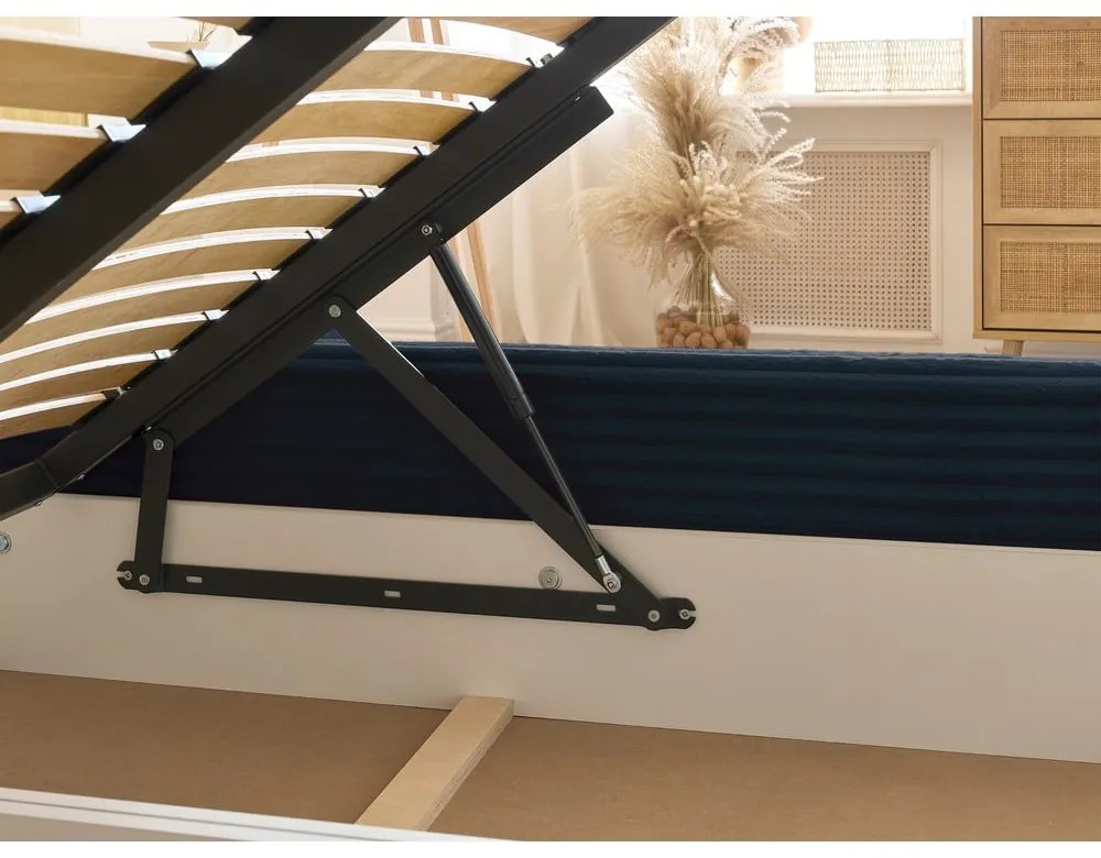 Letto matrimoniale in blu scuro imbottito con spazio contenitivo con griglia inclusa 180x200 cm Jade – Bobochic Paris