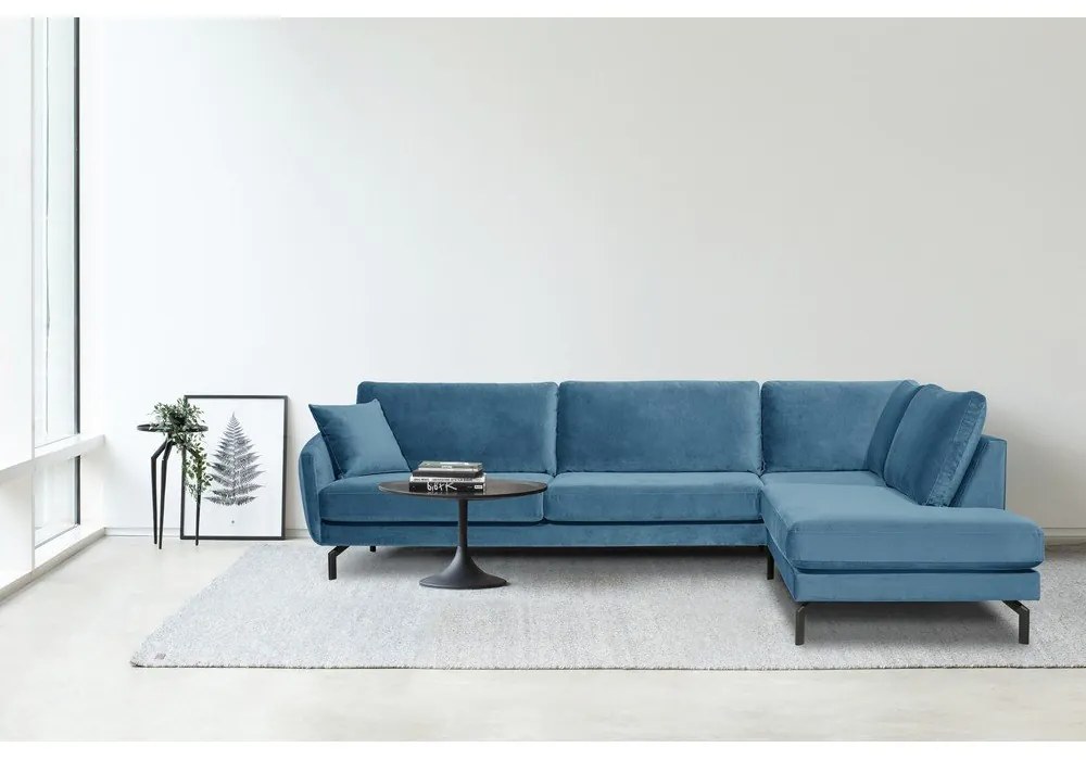 Divano angolare in velluto blu (angolo destro) Magic - Scandic