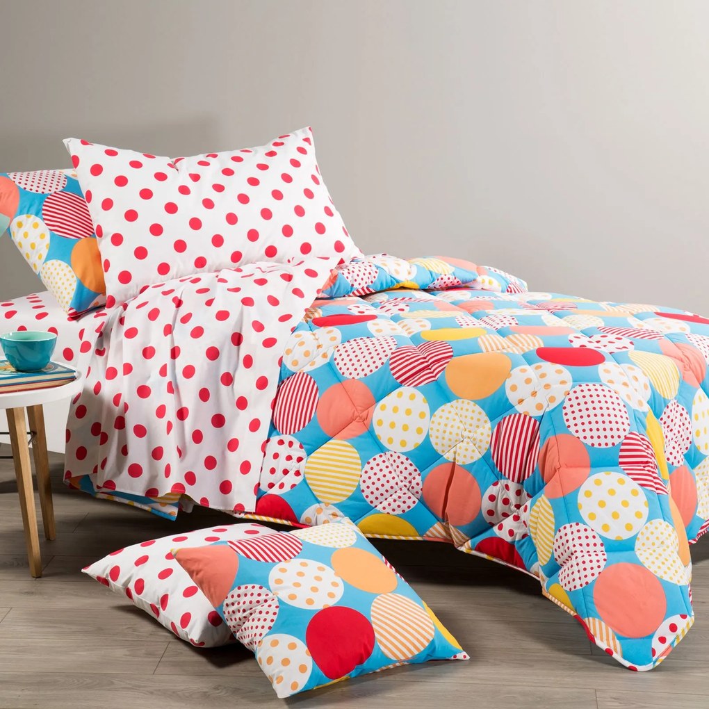 Trapunta Piazza e Mezza Rosso Candy Caleffi Kids, in cotone