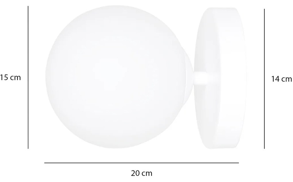 Applique A 1 Luce Bior In Acciaio Bianco E Sfera In Vetro Bianco