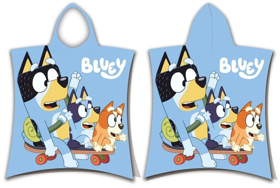 Poncho per bambini blu in cotone 3-8 anni Bluey Skate – Jerry Fabrics