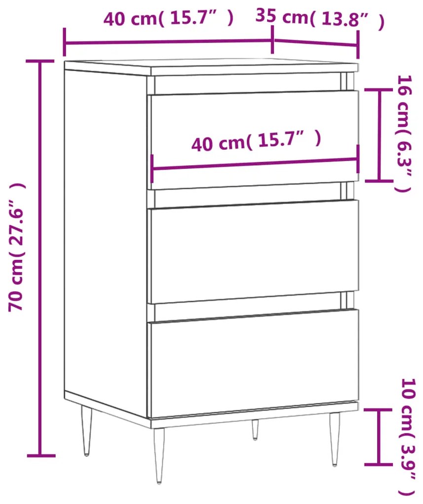 Credenza Grigio Cemento 40x35x70 cm in Legno Multistrato