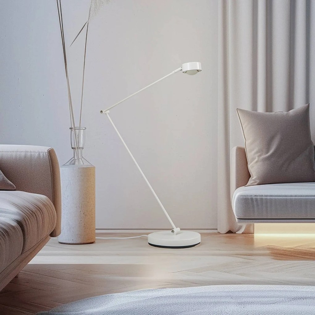 Lampada da terra Jyla Lindby, dimmerabile, Bianco / Opale, Soggiorno / Sala da pranzo, Metallo, Moderno, Lampada da terra
