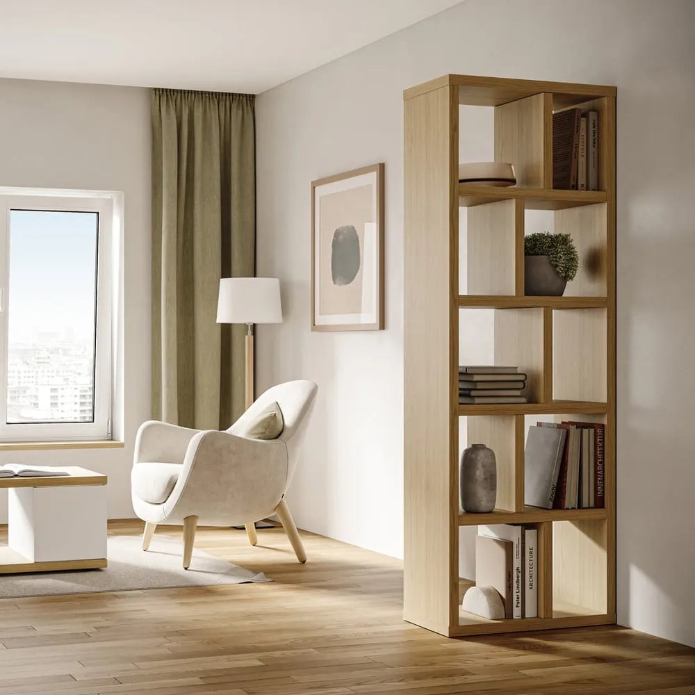 Libreria color legno effetto rovere 70x198 cm Berlin - TemaHome