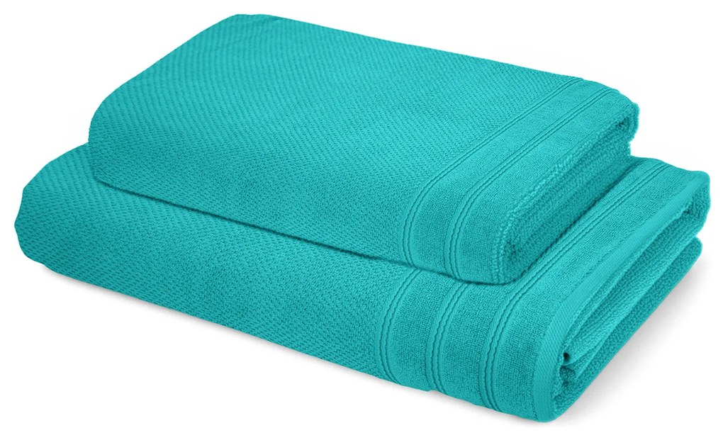 Coppia asciugamano viso ospite cotone Pop Corn azzurro