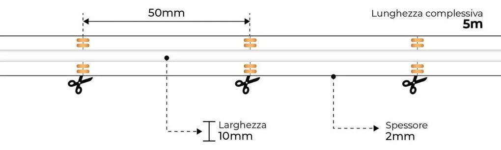 Striscia LED COB RGB 14.5W/m 24VDC IP20 5m Professional Colore RGB