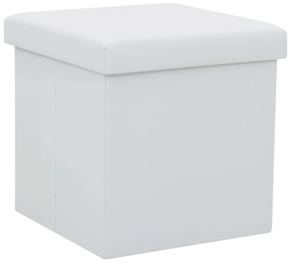 Sgabello Pieghevole Con Contenitore Bianco İn Similpelle /