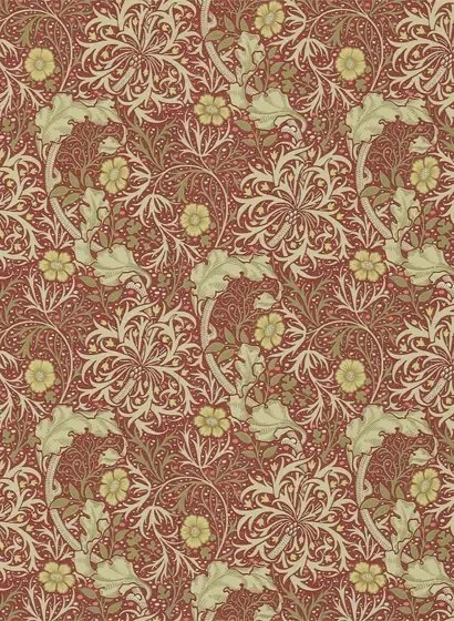 Morris & Co Carta da parati Seaweed - Red/ Gold