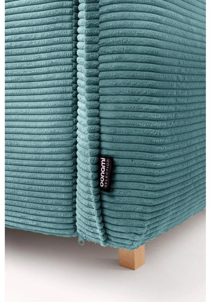 Divano angolare turchese allungabile (con penisola a sinistra/a forma di "U") con rivestimento in velluto a coste Tori – Bonami Selection