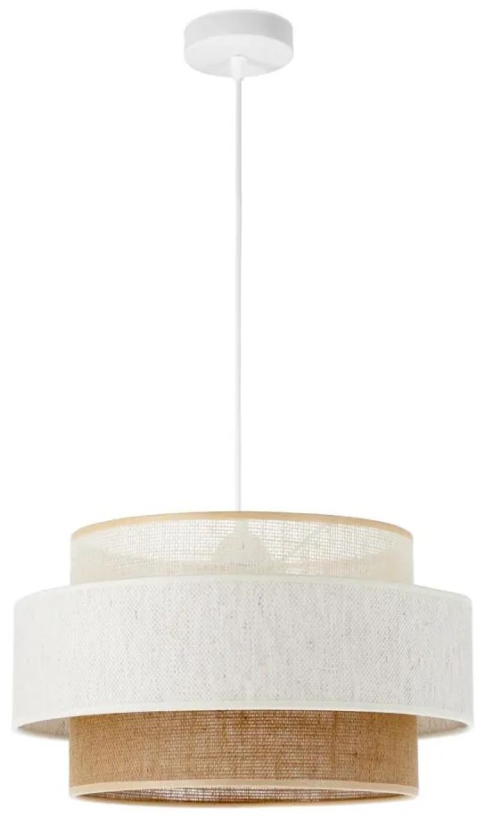 Lampada a sospensione BOHO su cavo 1xE27/60W/230V Ø 40 cm bianco/iuta