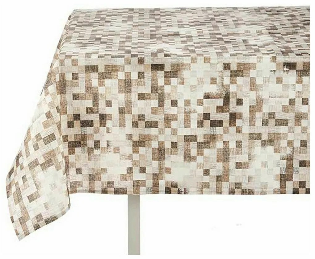 Tovaglia Tela Antimacchia Quadri 140 x 180 cm Beige (6 Unità)