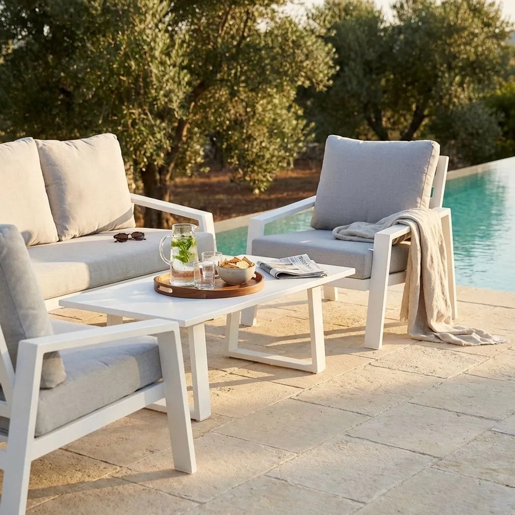 PERCY - salotto da giardino in alluminio e corda 5 posti