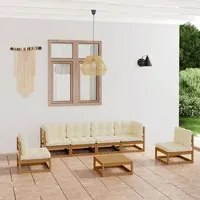 Set Divani da Giardino 7 pz con Cuscini Legno Massello di Pinocod mxl 96834