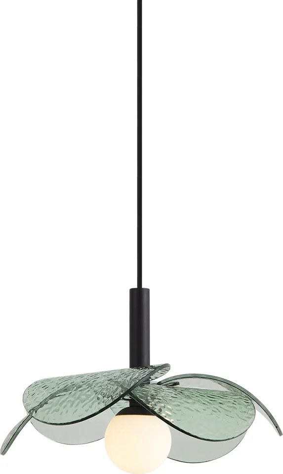 Lampada a sospensione di design nera con vetro verde - Kemner