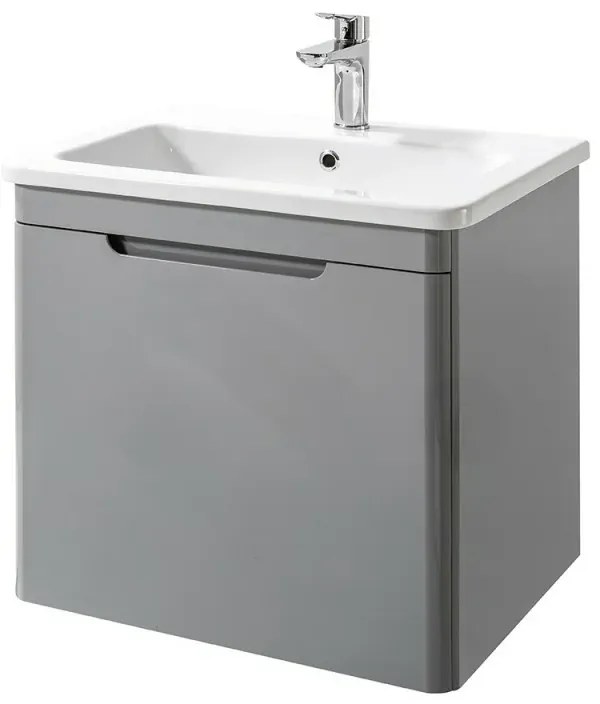 Mobile bagno sospeso 80 cm grigio lucido con specchio 70x90 Stillo