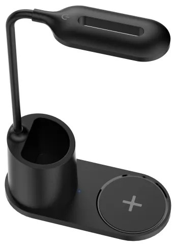 Lampada da tavolo LED LED/3W/5V con ricarica wireless nero