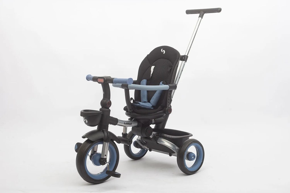 Passeggino Triciclo per Bambini 1-3 Anni Trico Luxury Gold 7 Modalità di Guida Blu...