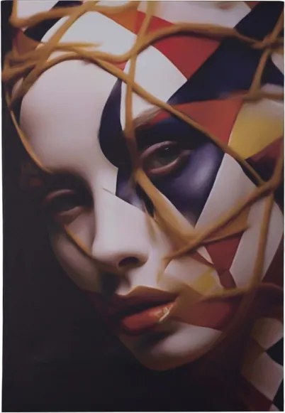 Quadro moderno donna mascherata su tela 60x90 cm verticale