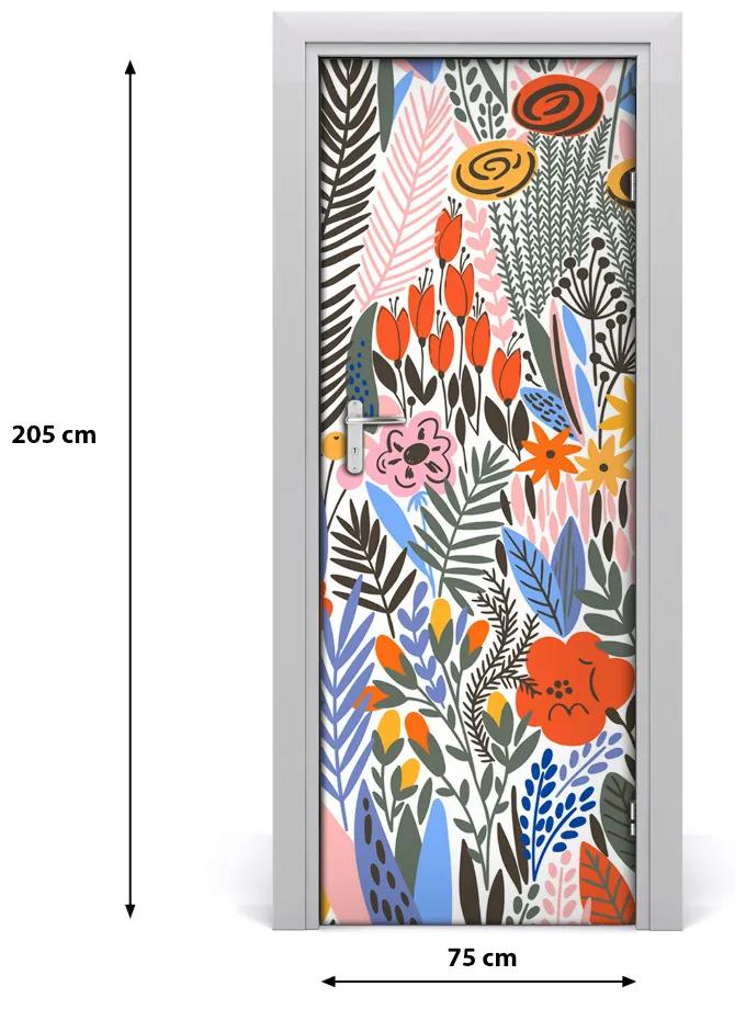 Adesivo per porta interna Fiori tropicali 75x205 cm