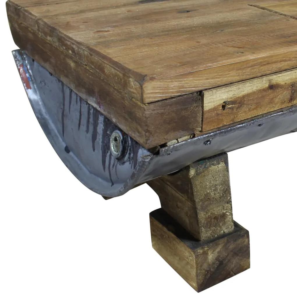 Tavolino da caffè in legno massello recuperato 90x50x35 cm