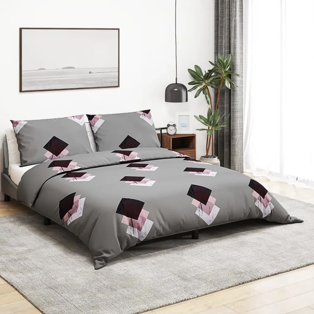 Set Copripiumino Grigio 200x200 Cm İn Cotone /