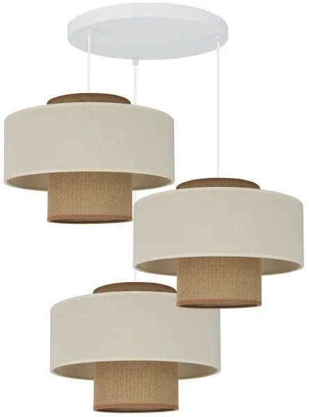Brilagi - Lampadario a sospensione con filo DALLAS 3xE27/15W/230V marrone/color crema/bianco