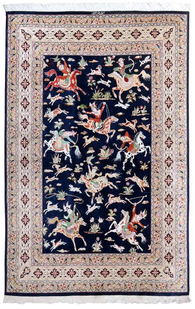 Ghom Tappeto persiano 130x200 Blu (Iran) Annodato A Mano