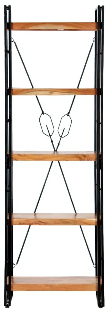 Libreria a 5 ripiani 60x30x180 cm in legno massello di acacia
